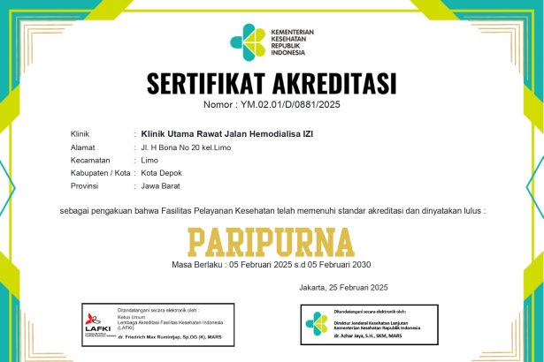 SERTIFIKAT AKREDITAS KLINIK HD_